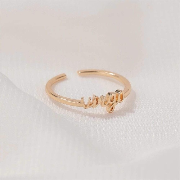 Zodiac Sign Minimalist Boho Text Astrology Ring - Picture 7 of 16